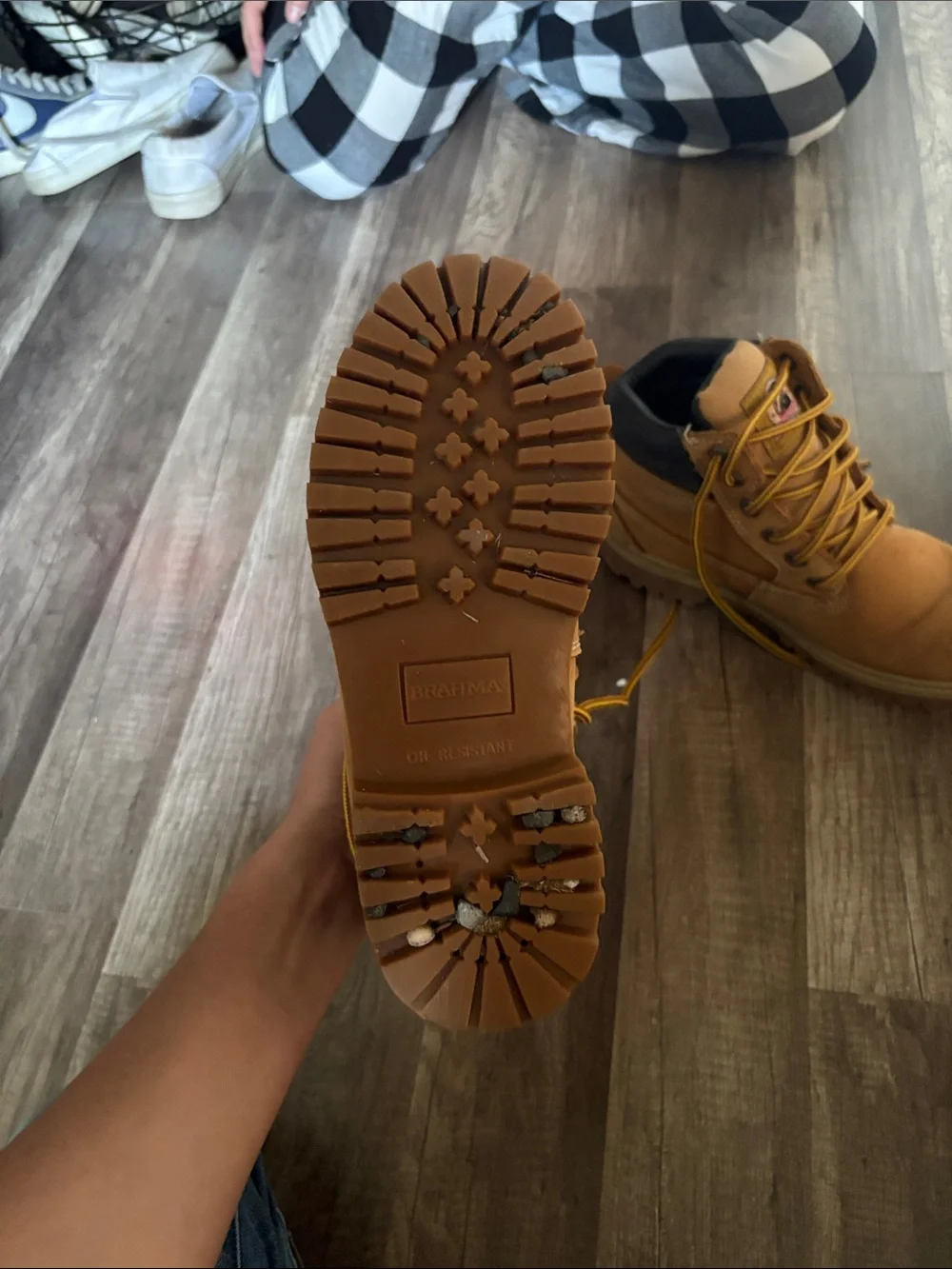 Men's Tan Work Boots with Padded Collar